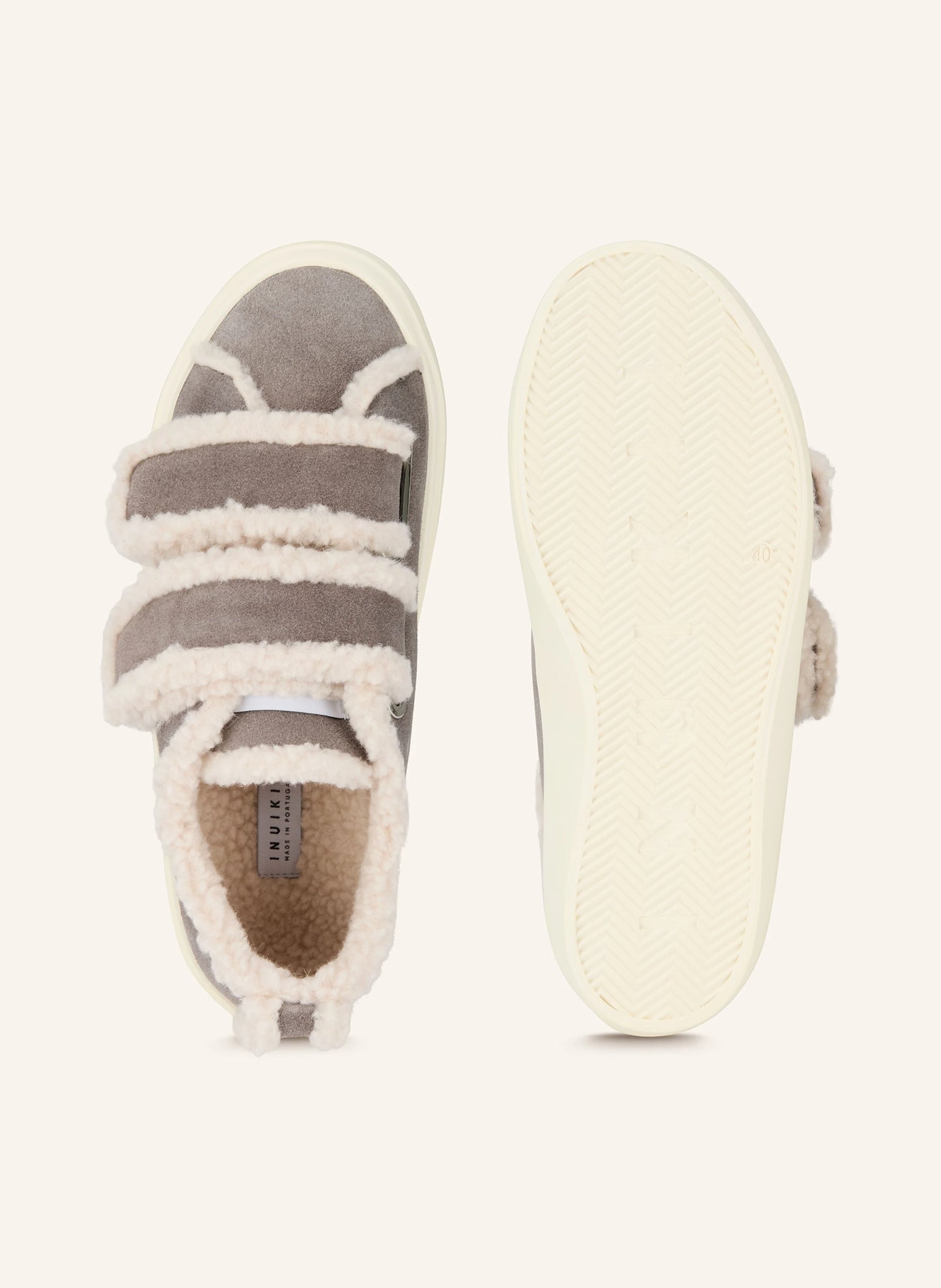 INUIKII Shearling Low Velcro Grey