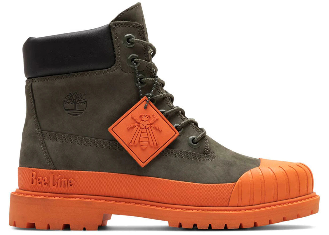 Timberland 6 Inch Boot Premium Bee Line Rubber Toe WP Dark Green Orange