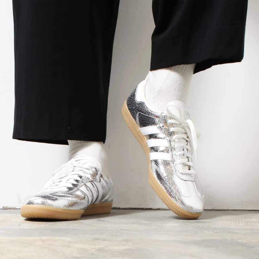 adidas Samba OG Silver Metallic Cracked Leather