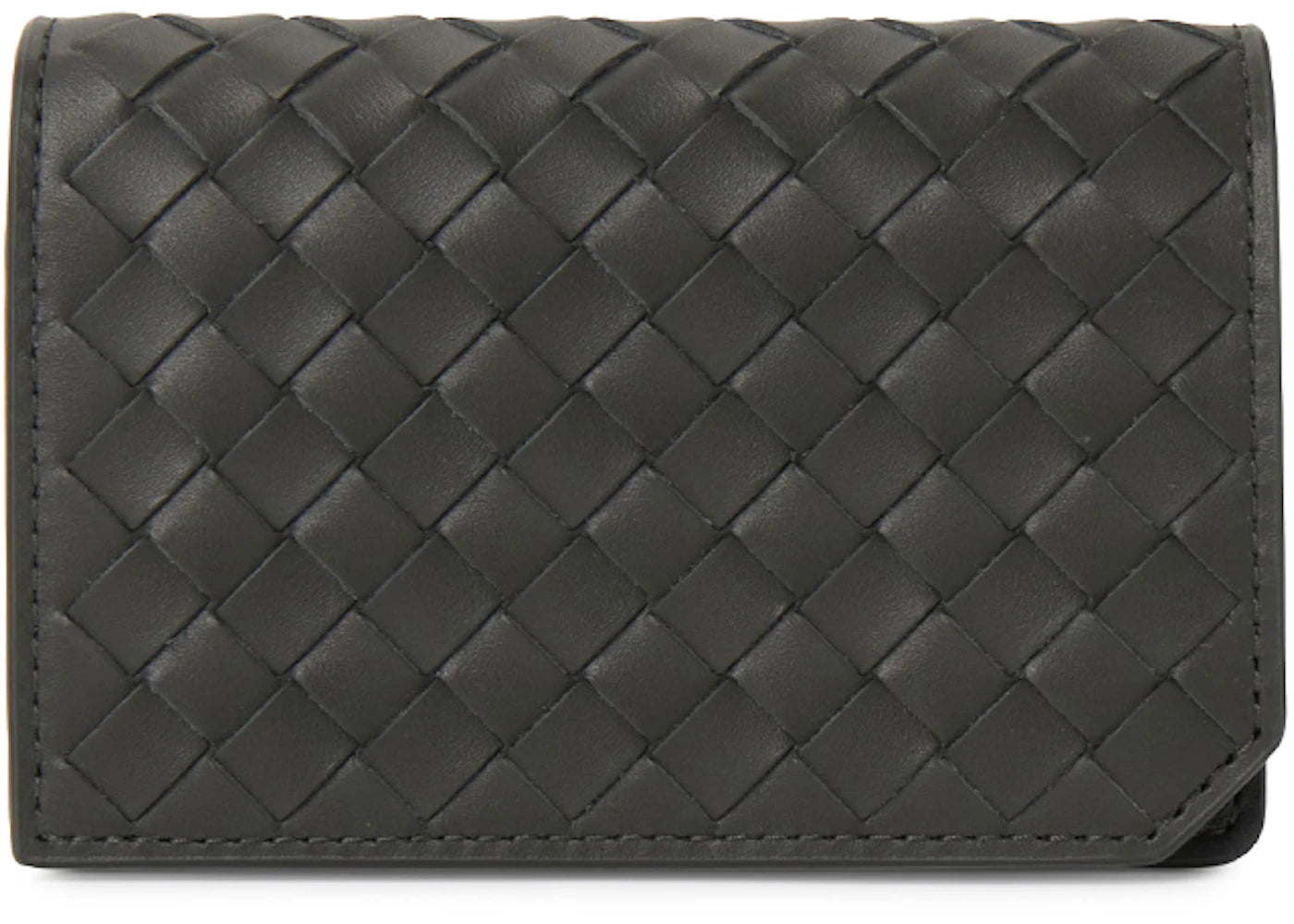 Bottega Veneta Intrecciato Card Holder Khaki Gray
