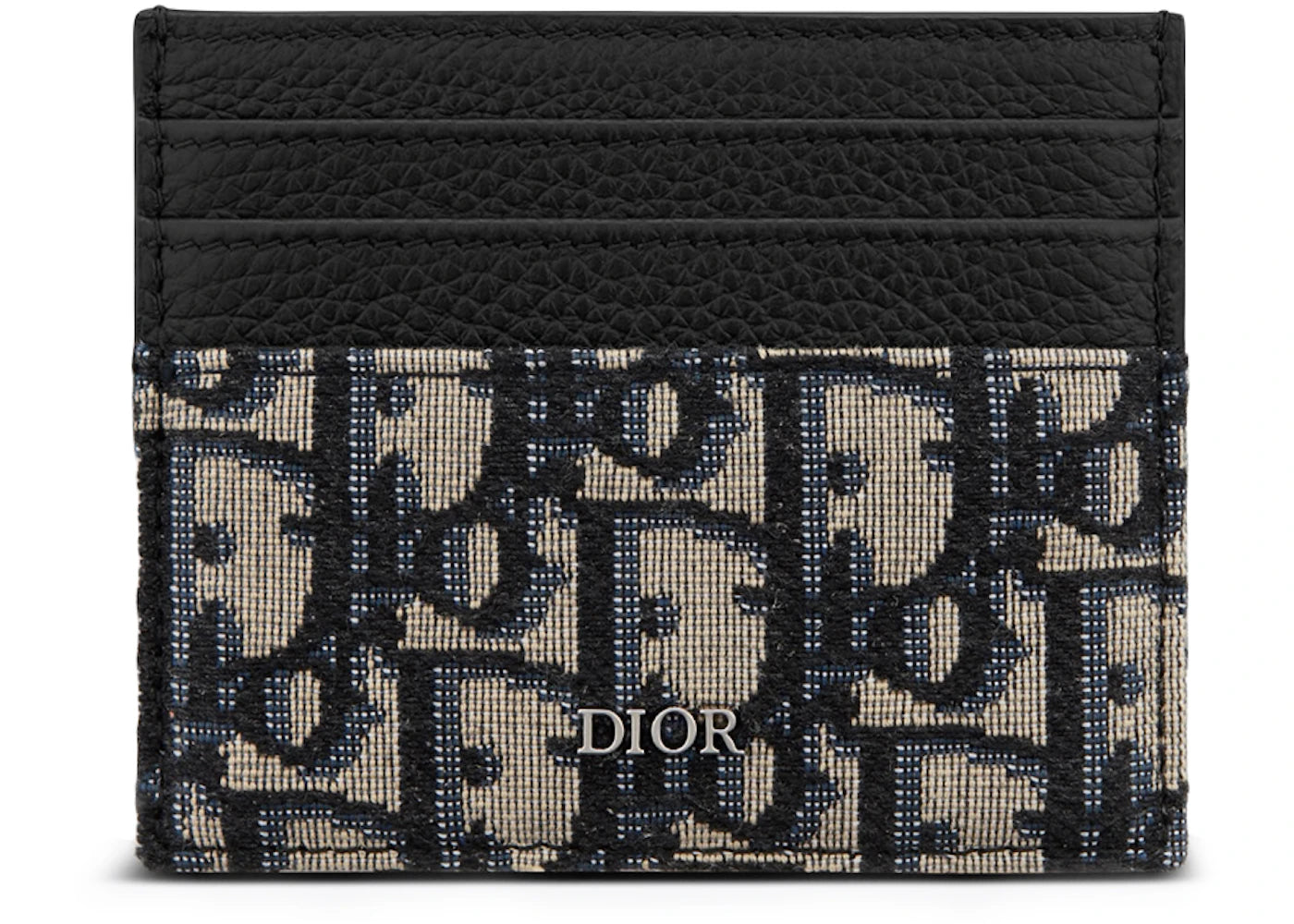Porte-cartes en jacquard Dior Oblique beige et noir