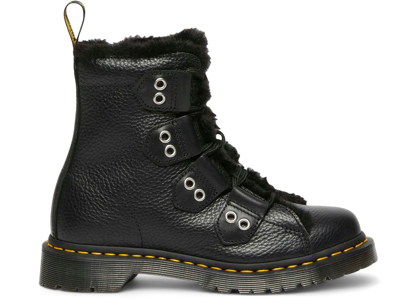 Bottes à lacets en cuir fourrées fausse fourrure Dr. Martens 1460 Noir