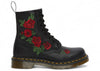 Dr. Martens 1460 Vonda Softy T Leather Lace Up Boot Black Emroidered Roses