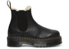 Dr. Martens 2976 Quad Chelsea-Boot aus Pisa-Leder mit Kunstfellfutter und Plateausohle, Schwarz