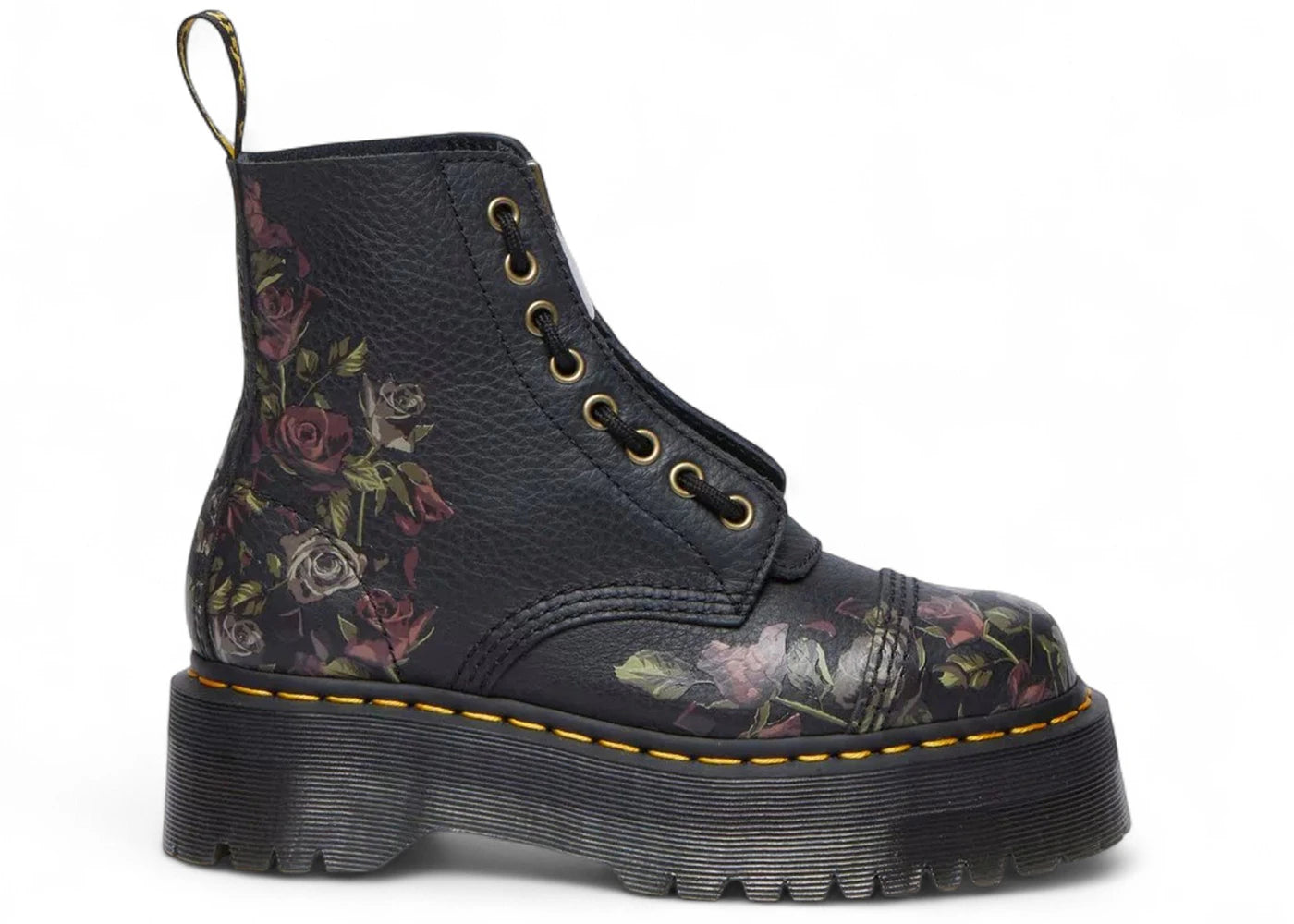 Dr. Martens Sinclair Decayed Roses Tumbled Nappa Leather Lace Up Boot Black