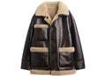 Blouson réversible en similicuir et sherpa Gap x Sandy Liang pour femme, couleur marron foncé
