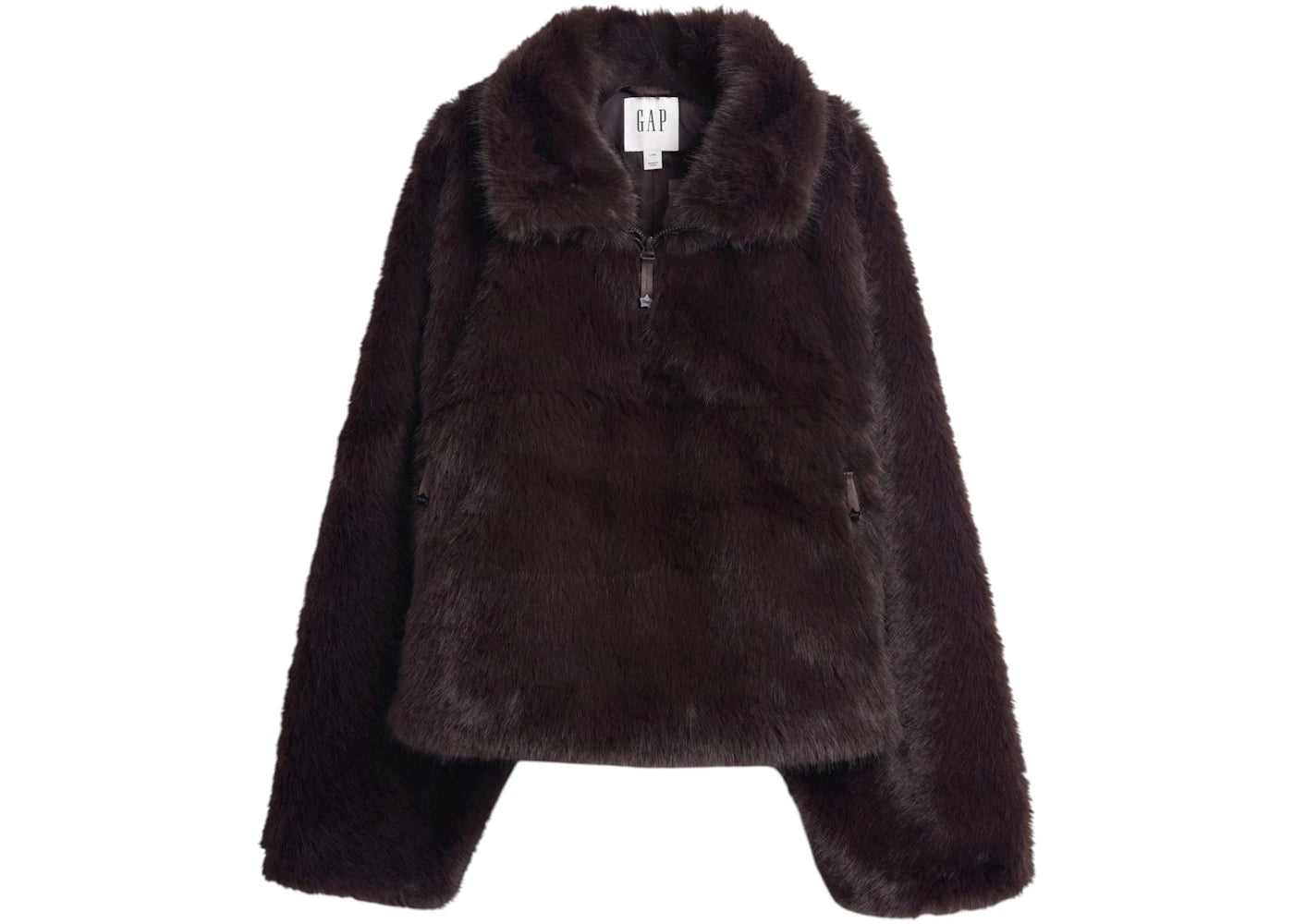 Gap x Sandy Liang Women's Vegan Fur Half-Zip Pullover Terra Brown