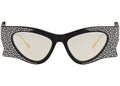 Gucci Sonnenbrille im Cat-Eye-Stil aus recyceltem Acetat, Schwarz, Gold, Gelb