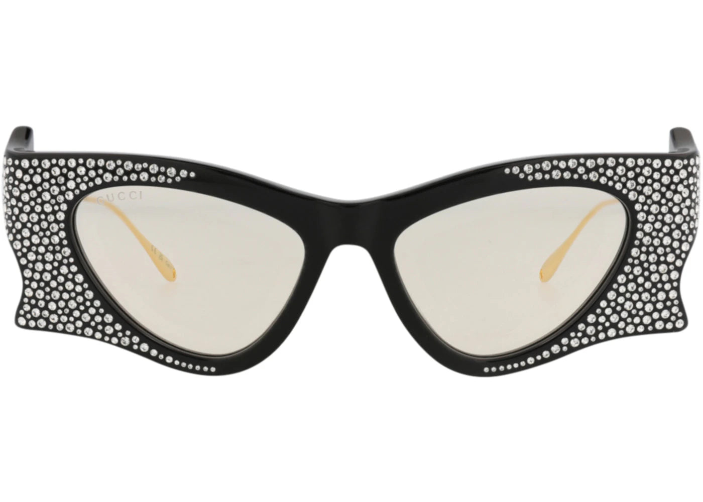 Gucci Sonnenbrille im Cat-Eye-Stil aus recyceltem Acetat, Schwarz, Gold, Gelb