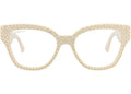 Gucci Sonnenbrille im Cat-Eye-Stil aus recyceltem Acetat, elfenbeinfarben, transparent