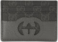 Gucci Interlocking GG Supreme Kartenetui mit Aussparungen, Schwarz/Grau
