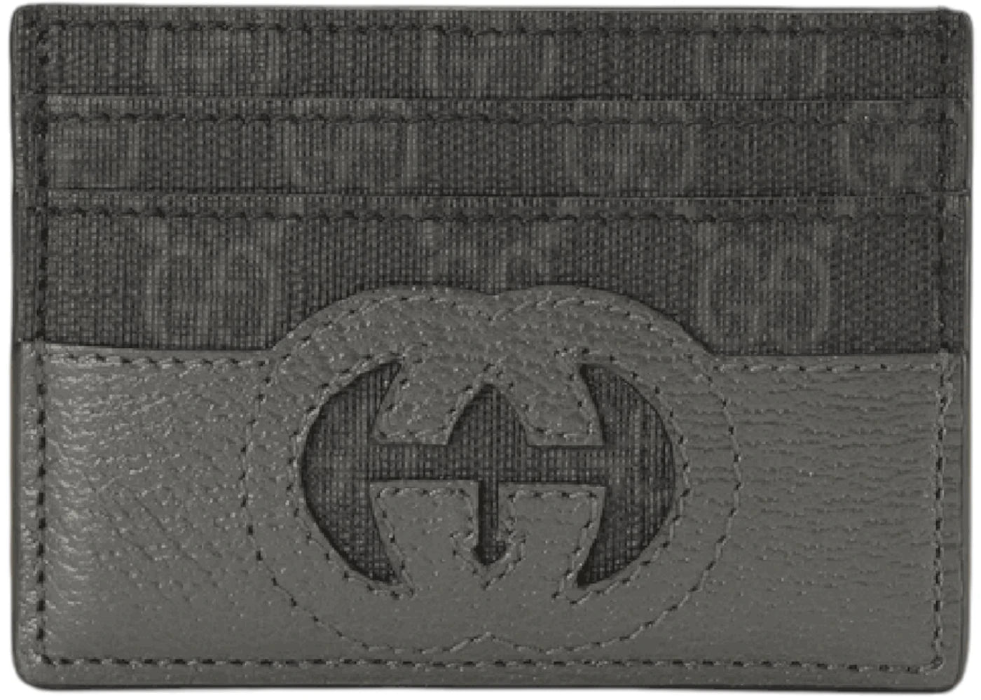 Gucci Interlocking GG Supreme Kartenetui mit Aussparungen, Schwarz/Grau