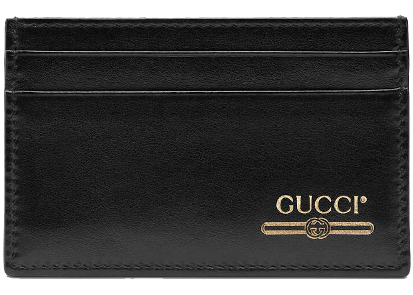 Étui à cartes Gucci en cuir avec logo Gucci noir