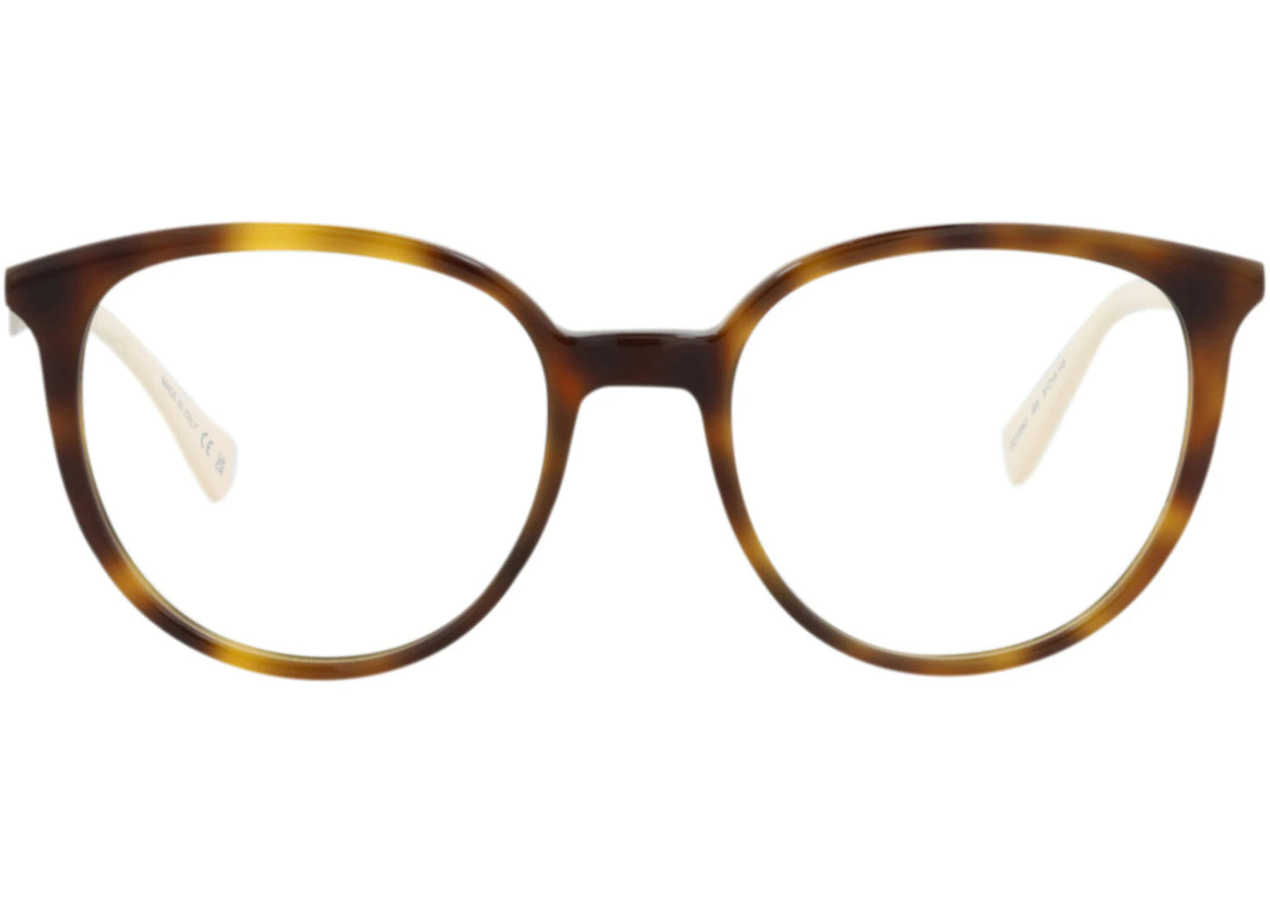 Monture optique Gucci en acétate à monture ronde Havane Argent Transparent