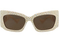 Gucci Sonnenbrille mit Schildrahmen aus recyceltem Acetat, Elfenbein/Elfenbeinbraun