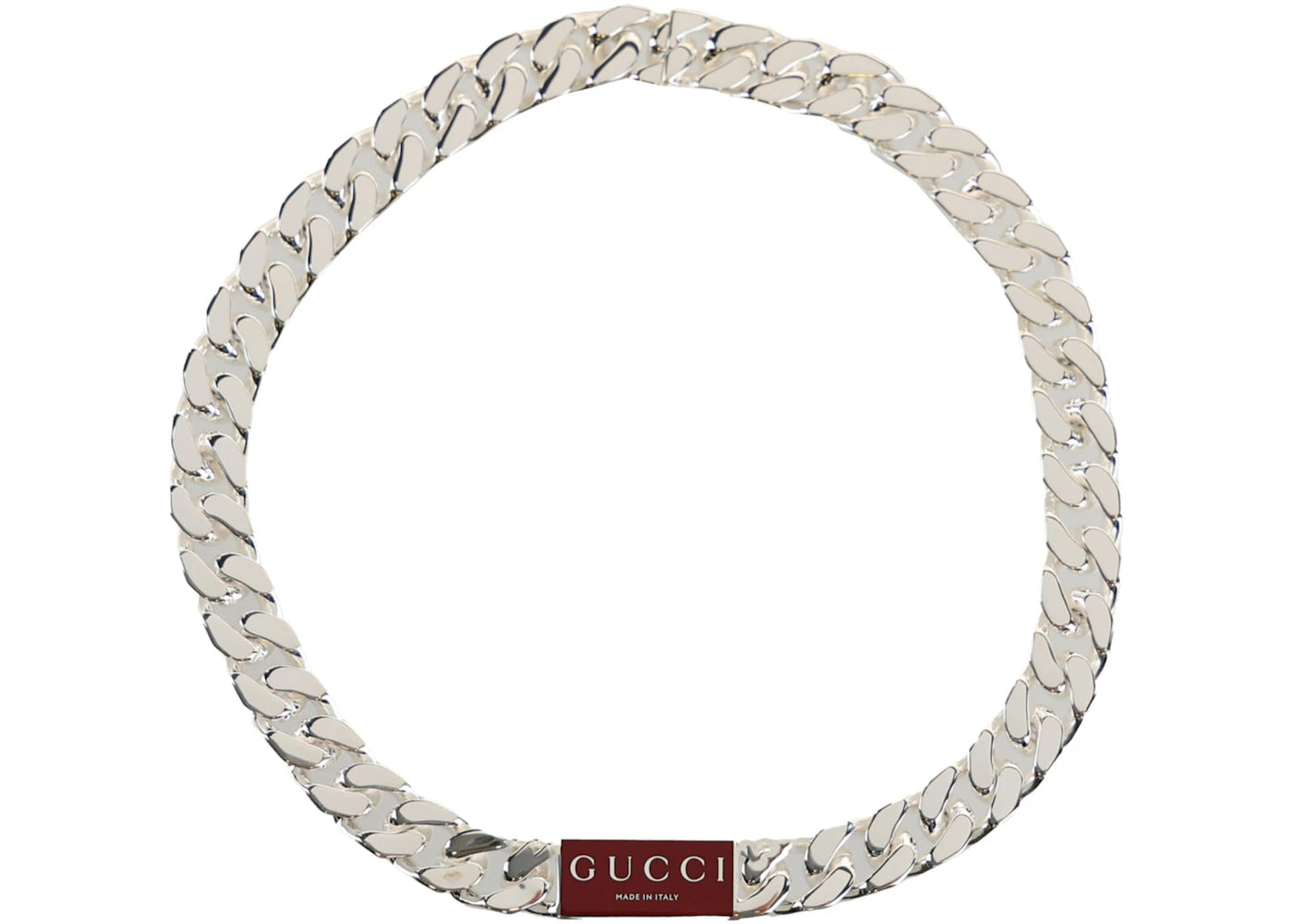 Gucci Trademark Enamel Chain Necklace Silver