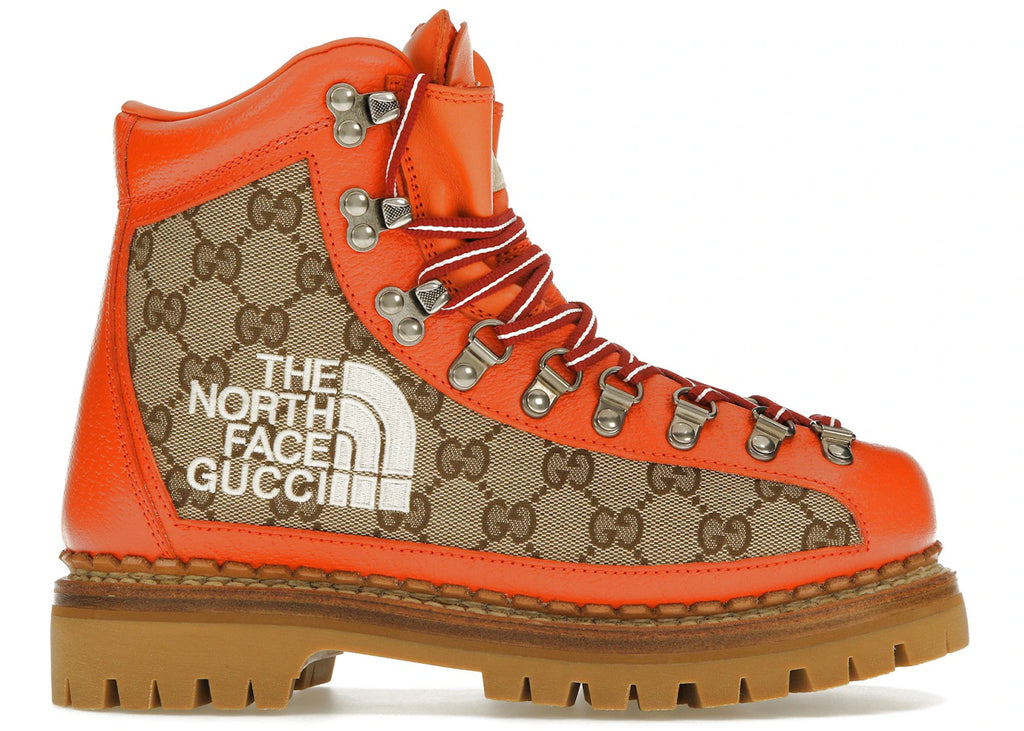 Gucci x The North Face Canvas Leather Boot Beige Orange