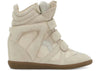Isabel Marant Bekett Leather Wedge Sneakers Ecru