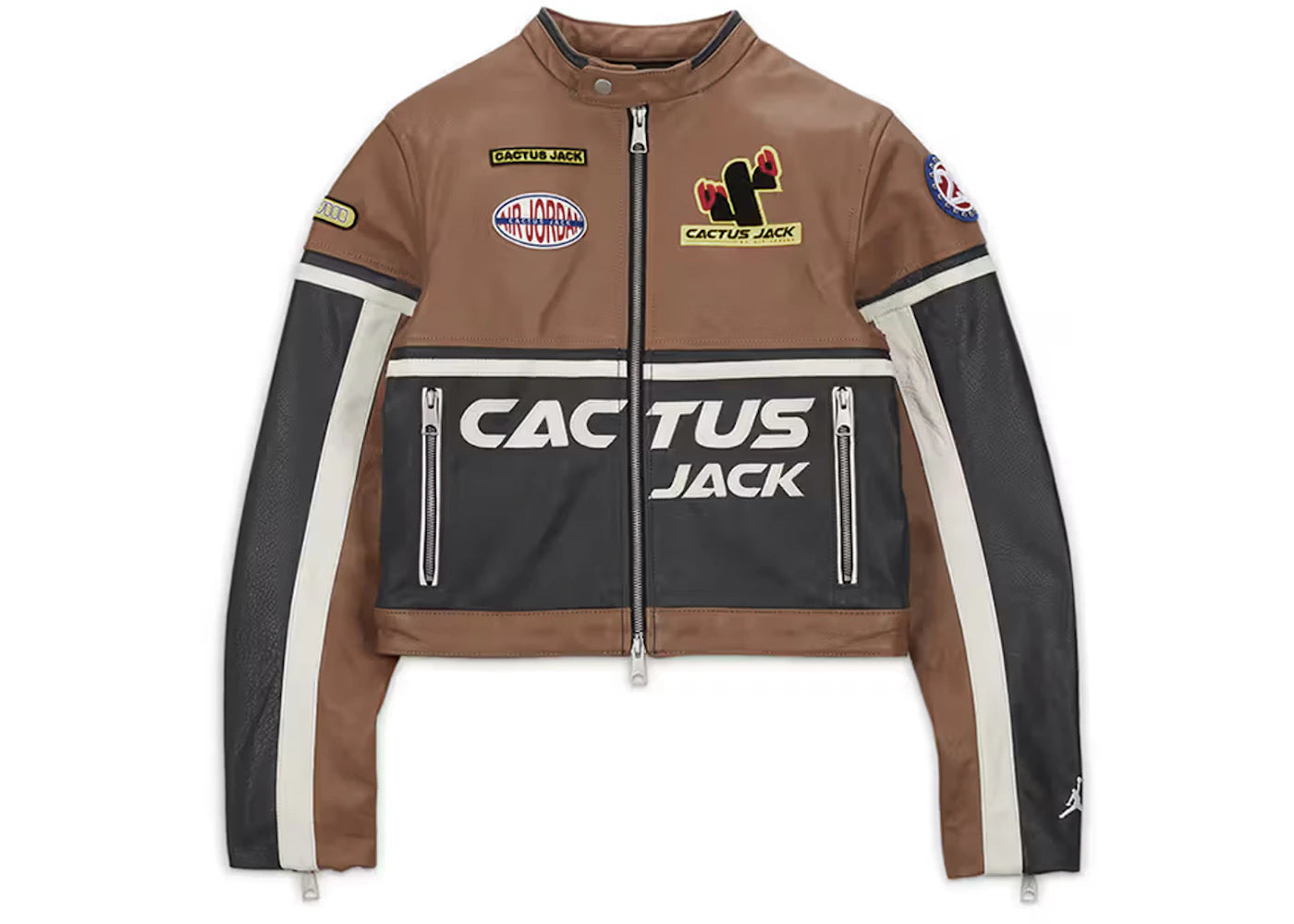 Jordan x Travis Scott Cactus Jack Women's Leather Jacket  Archaeo Brown