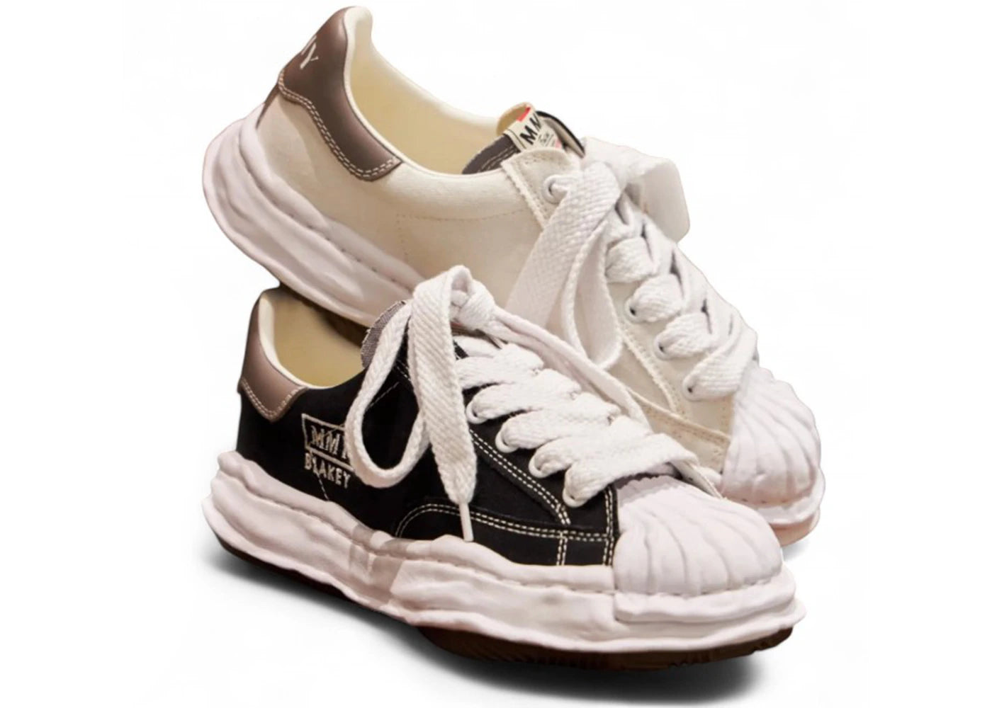 Maison Mihara Yasuhiro Blakey OG Sole Canvas Low 3.0 Schwarz Weiß Grau