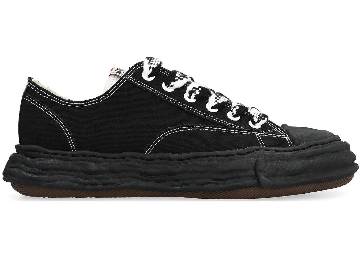 Maison Mihara Yasuhiro Peterson 23 OG Sole Canvas Low Lacets à carreaux noirs et blancs