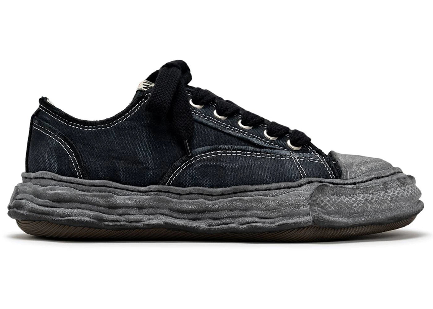 Maison Mihara Yasuhiro Peterson 23 OG Sole Vintage Effect Embroidered Canvas Low Triple Black