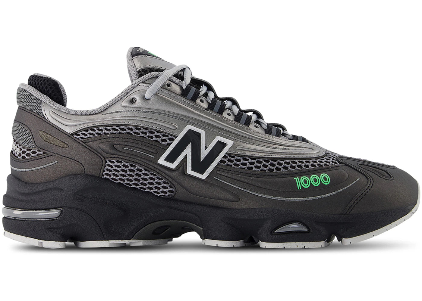 New Balance 1000 Dark Silver Metallic Lime Leaf
