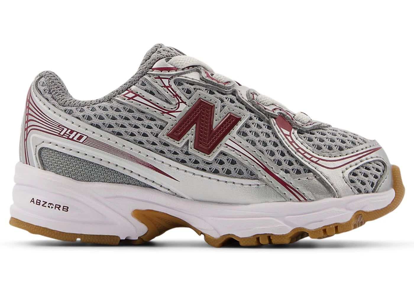 New Balance 740 Bungee Lace Silver Metalic Monarch Burgundy