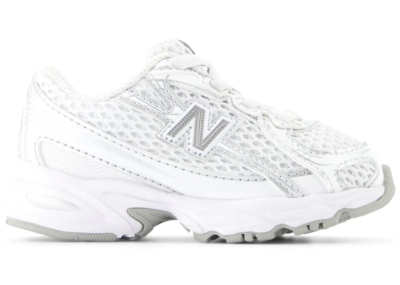 New Balance 740 à lacets élastiques blanc et argent métallisé