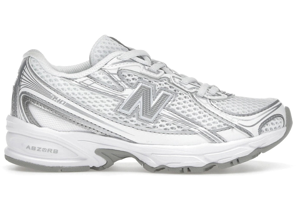 New Balance 740 à lacets élastiques blanc et argent métallisé
