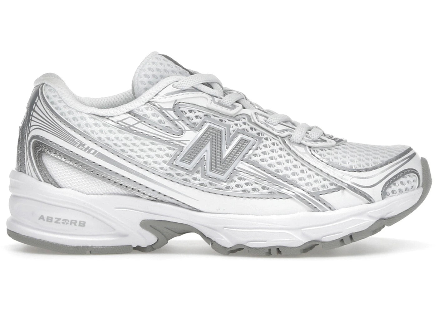 New Balance 740 à lacets élastiques blanc et argent métallisé