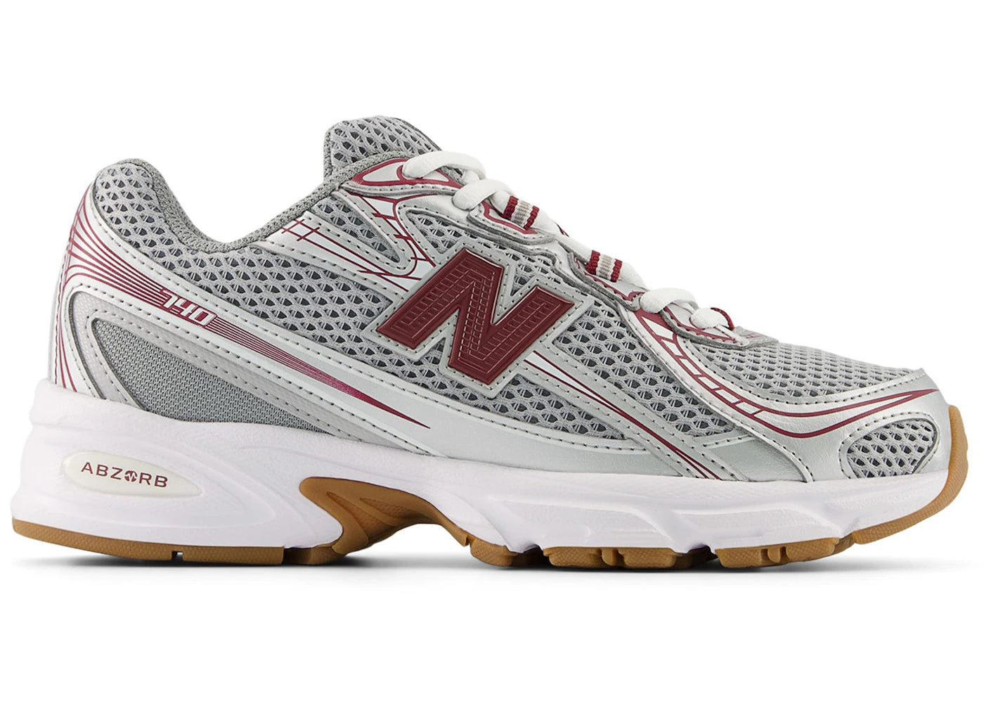 New Balance 740 Argent Métallisé Monarque Bordeaux