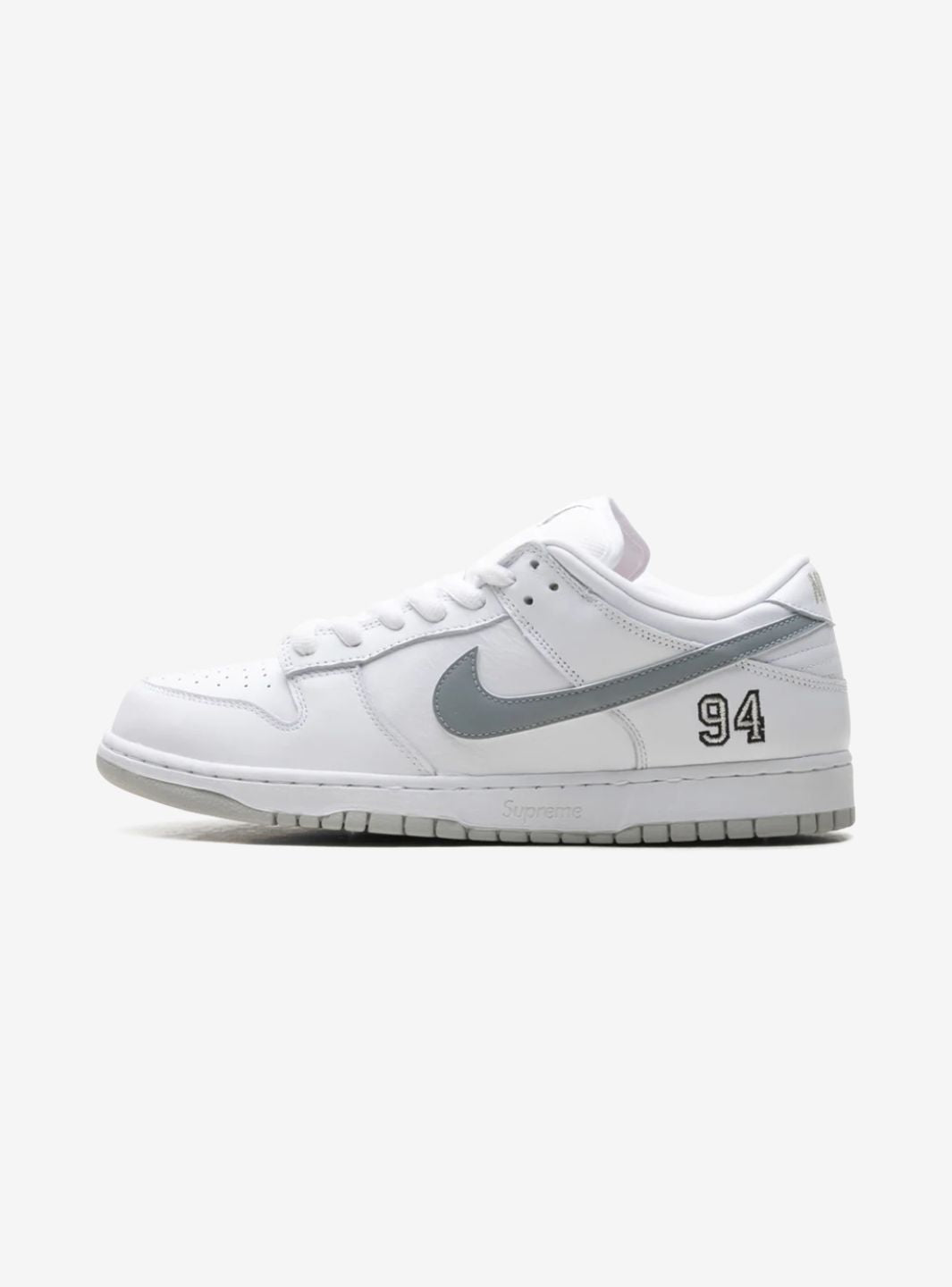 Nike SB Dunk Low Supreme 94 White Metallic Silver