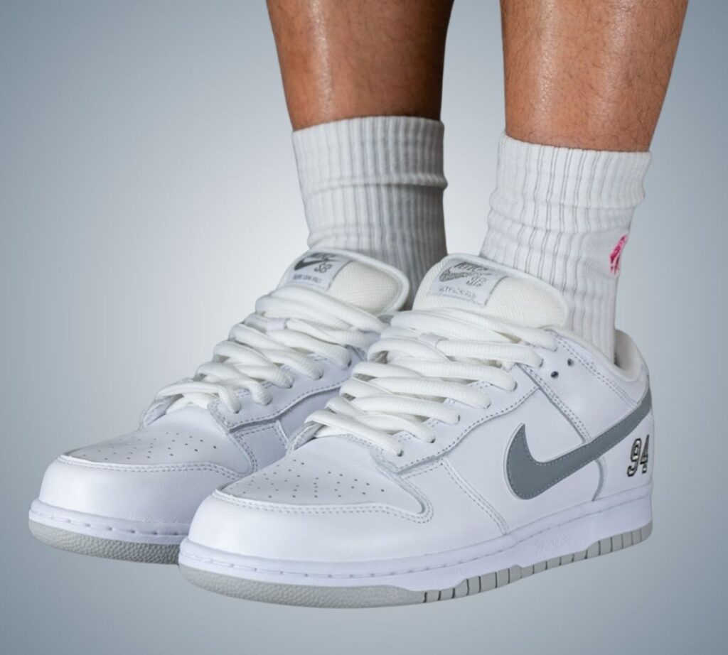 Nike SB Dunk Low Supreme 94 White Metallic Silver