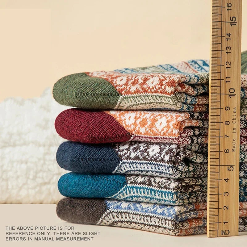 Winter-Wollsocken von Mr. Sneakerseller – Dickes Retro-Warm-Set (5 Paar)