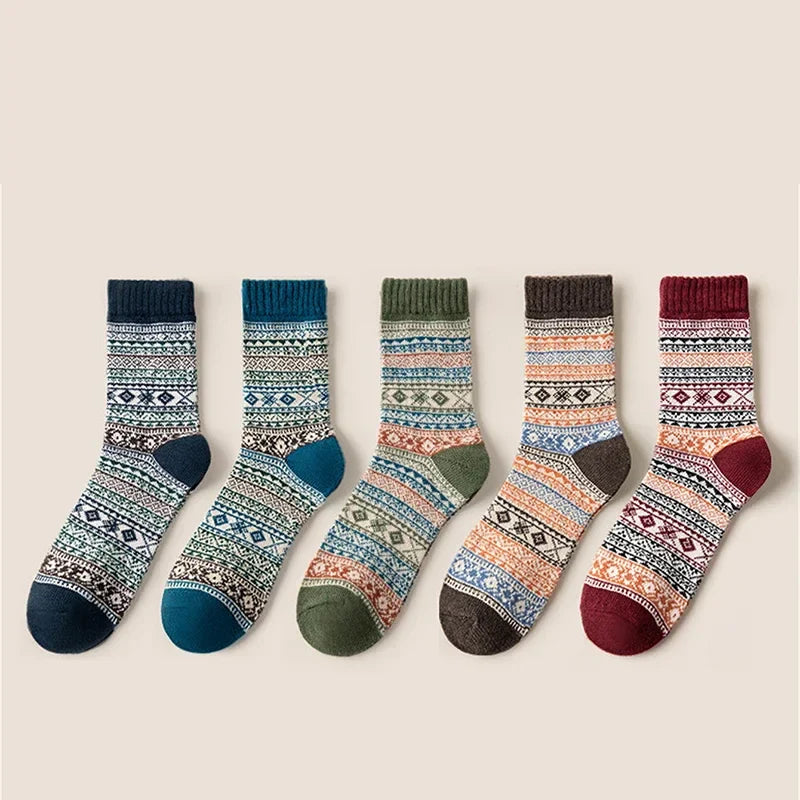 Winter-Wollsocken von Mr. Sneakerseller – Dickes Retro-Warm-Set (5 Paar)