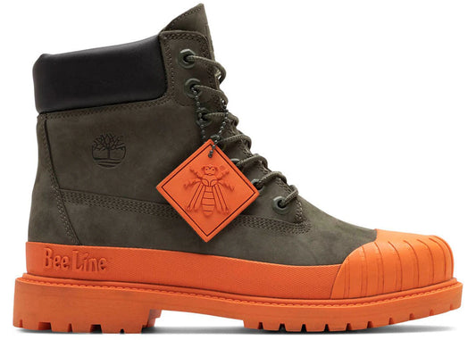 Timberland 6 Inch Boot Premium Bee Line Rubber Toe WP Dark Green Orange
