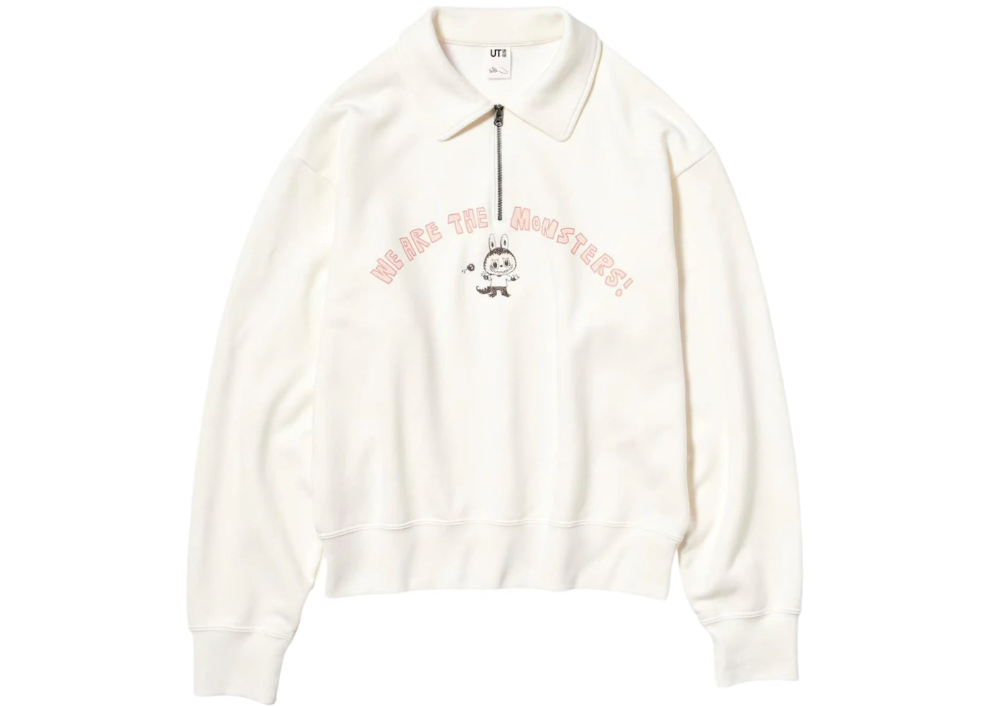 Uniqlo x POP MART „The Monsters“ Damen-Sweatshirt mit halbem Reißverschluss, Off-White