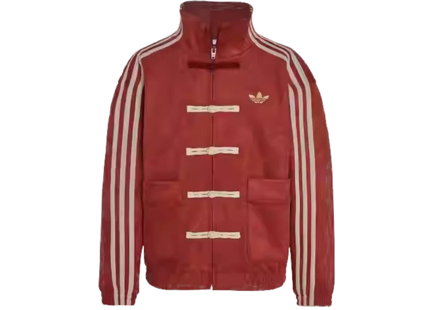 adidas Junior Kids Chinese Style Oversized Knit Jacket  Preloved Ruby/Wonder Beige