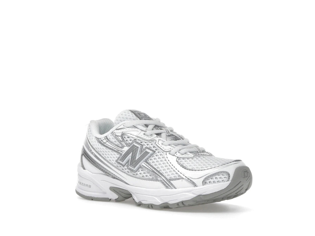 New Balance 740 à lacets élastiques blanc et argent métallisé