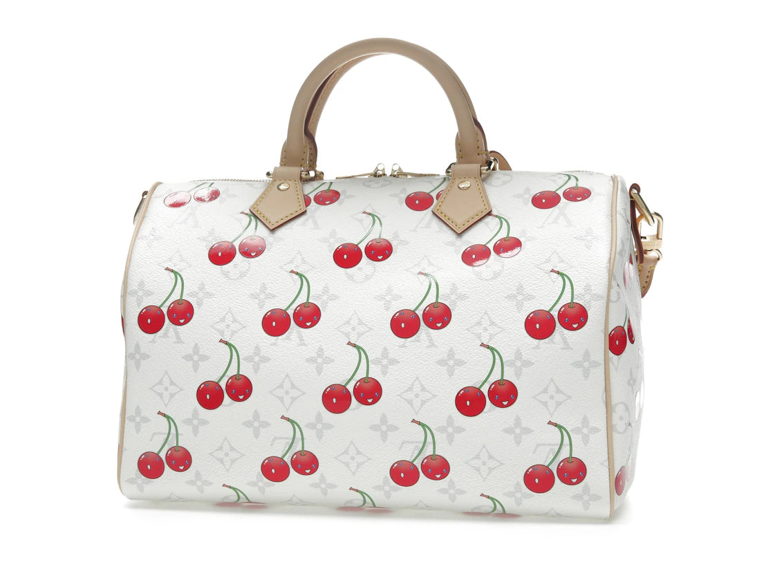 Louis Vuitton x Takashi Murakami Cherry Speedy Soft Bandoulière 30 Monogram Blanc