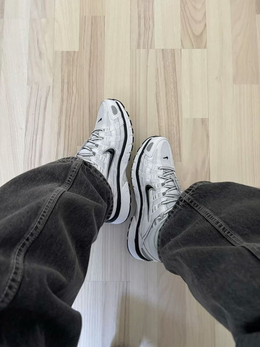 Nike P-6000 White Metallic Silver Black